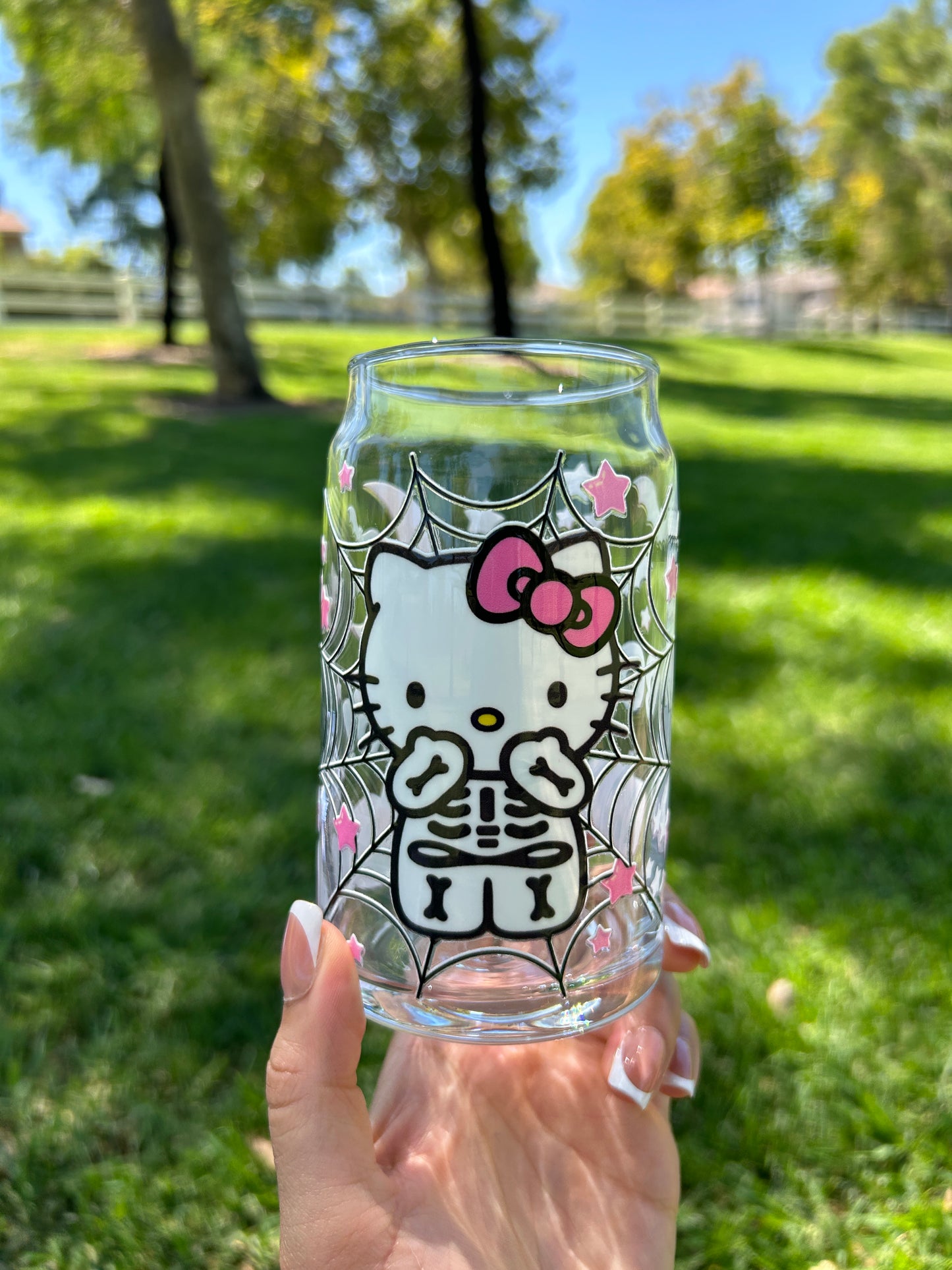 SKELETON KITTY GLASS CUP