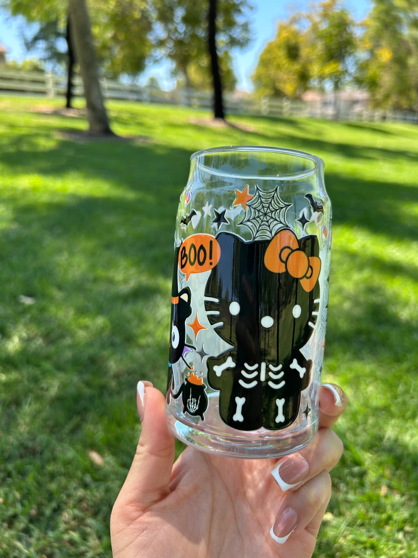 TRICK-OR-TREAT KITTY GLASS CUP