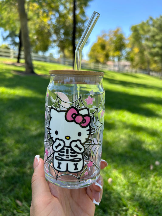 SKELETON KITTY GLASS CUP